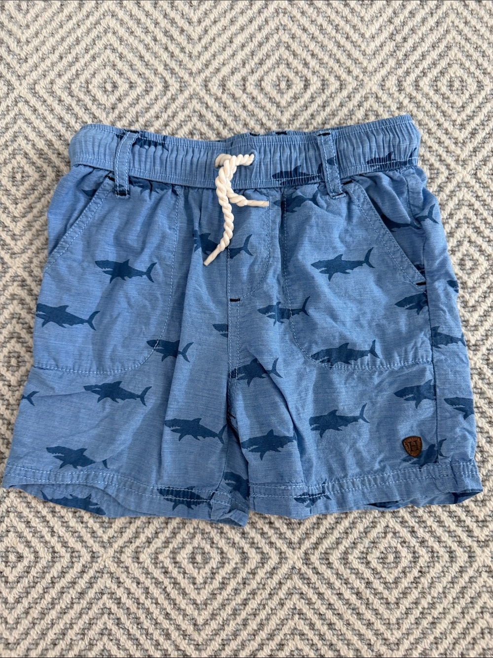 Hatley Blue Shark Swim Trunks with Rope Drawstring